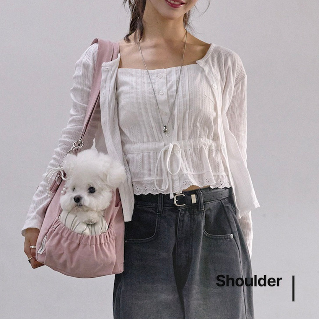 ※予約販売【a tous moments】Partir bag - Powder Pink（Cushion + Shoulder Pad Set）｜犬用バッグ