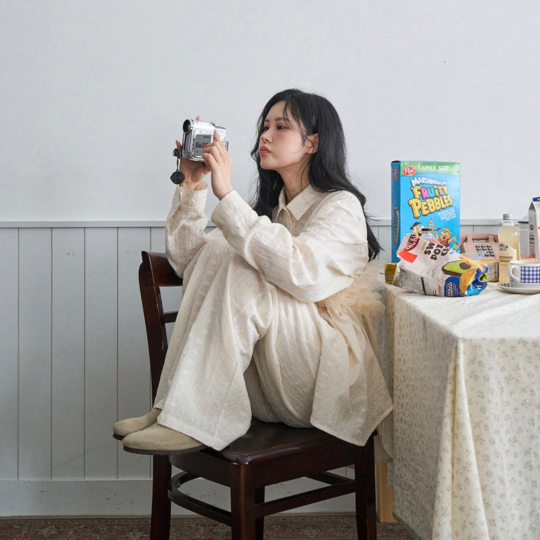 ※予約販売【noutti】Aile Eyelet Shirt（Natural Ivory）