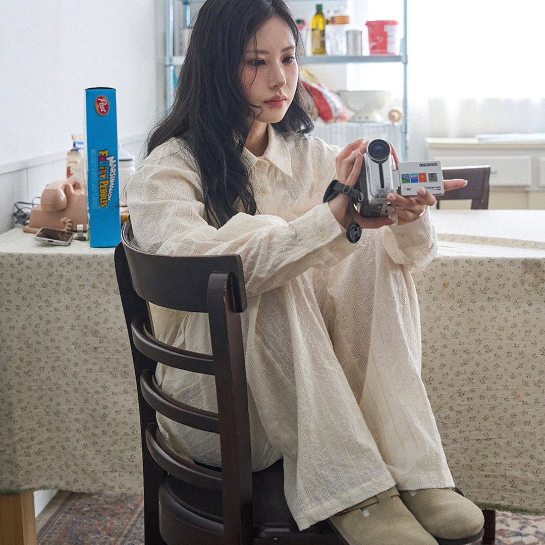 ※予約販売【noutti】Aile Eyelet Shirt（Natural Ivory）