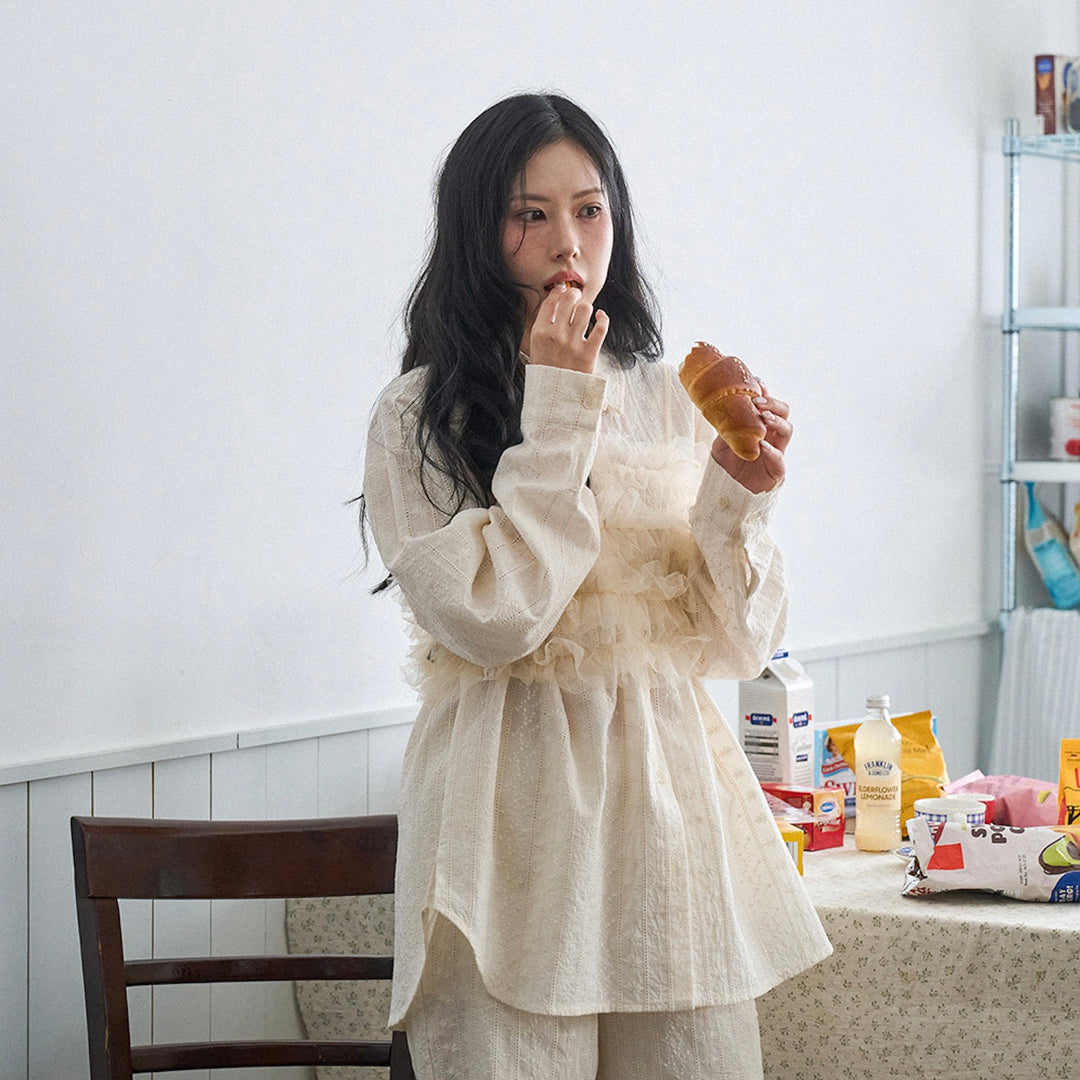 ※予約販売【noutti】Aile Eyelet Shirt（Natural Ivory）