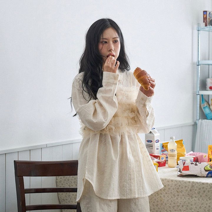 ※予約販売【noutti】Aile Eyelet Shirt（Natural Ivory）