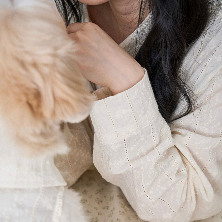 ※予約販売【noutti】Aile Eyelet Shirt（Natural Ivory）