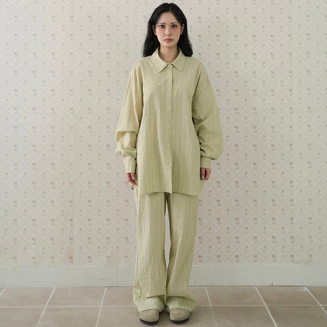 ※予約販売【noutti】Aile Eyelet Shirt（Sage Green）