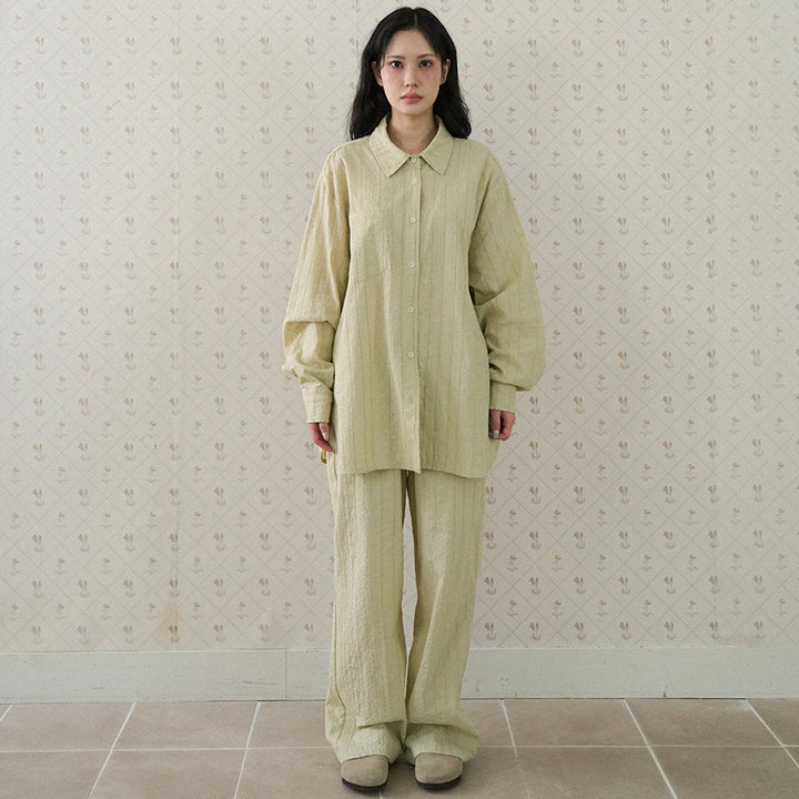 ※予約販売【noutti】Aile Eyelet Shirt（Sage Green）