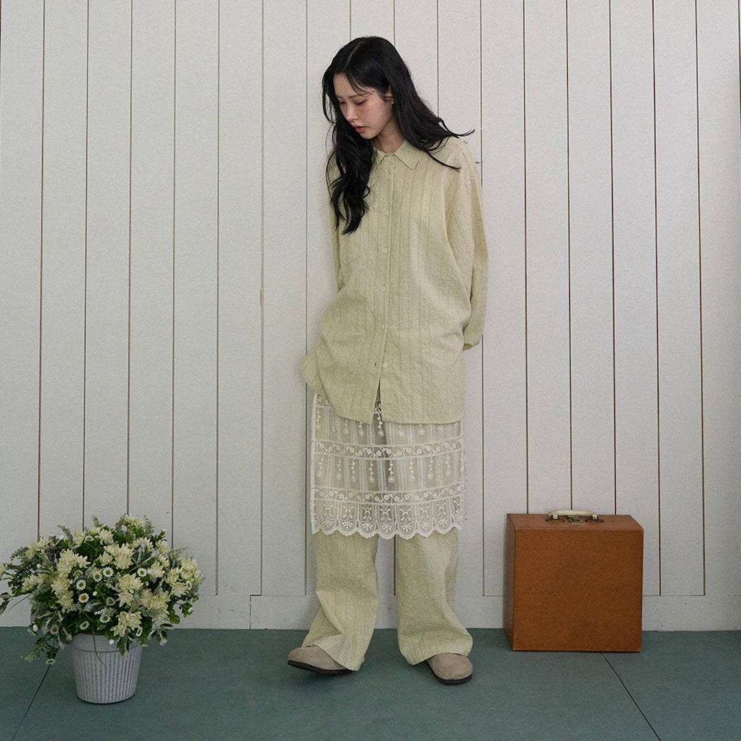 ※予約販売【noutti】Aile Eyelet Shirt（Sage Green）