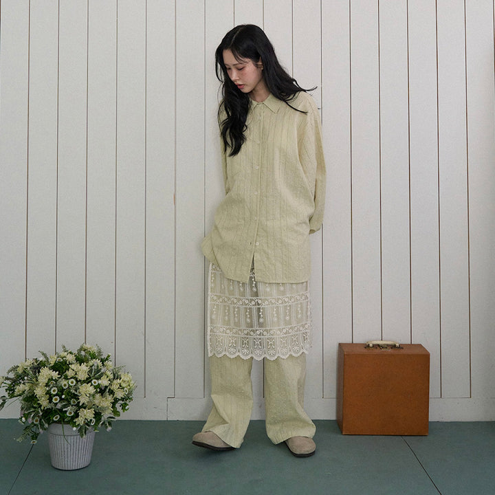 ※予約販売【noutti】Aile Eyelet Shirt（Sage Green）