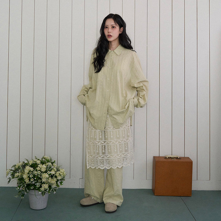 ※予約販売【noutti】Aile Eyelet Shirt（Sage Green）