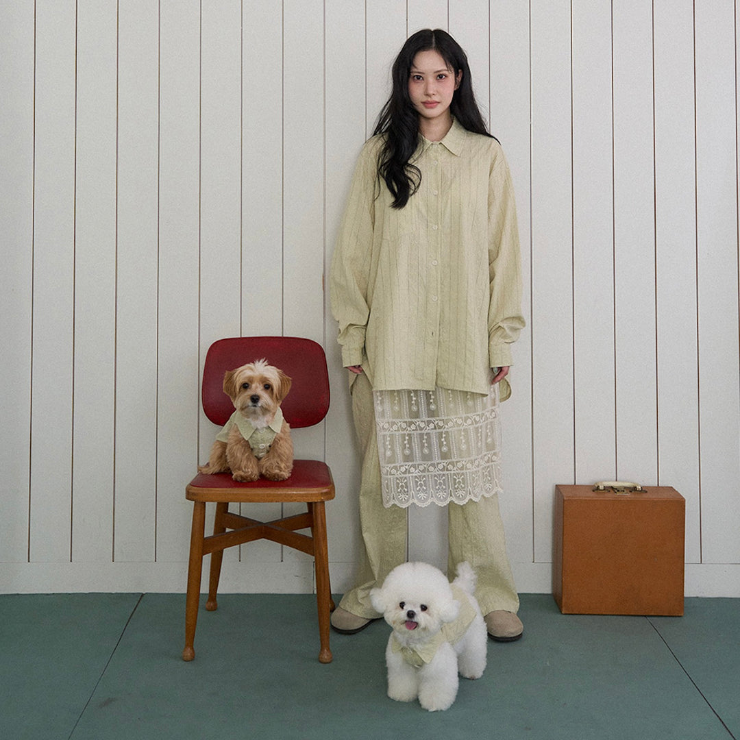 ※予約販売【noutti】Aile Eyelet Shirt（Sage Green）