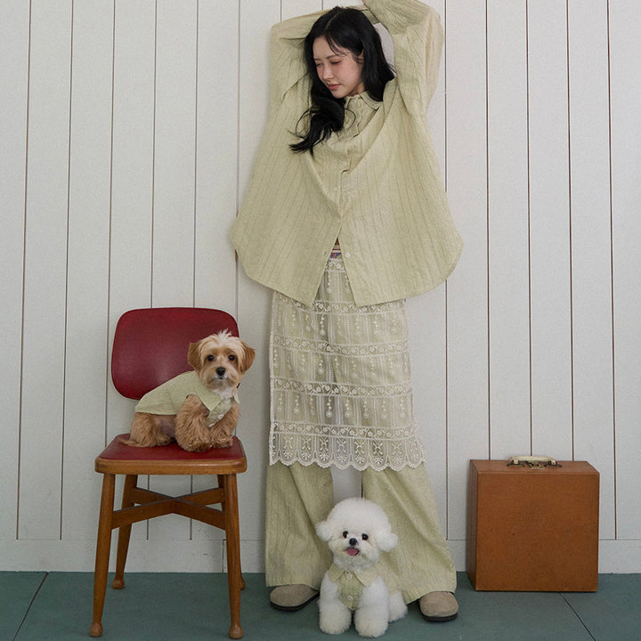 ※予約販売【noutti】Aile Eyelet Shirt（Sage Green）