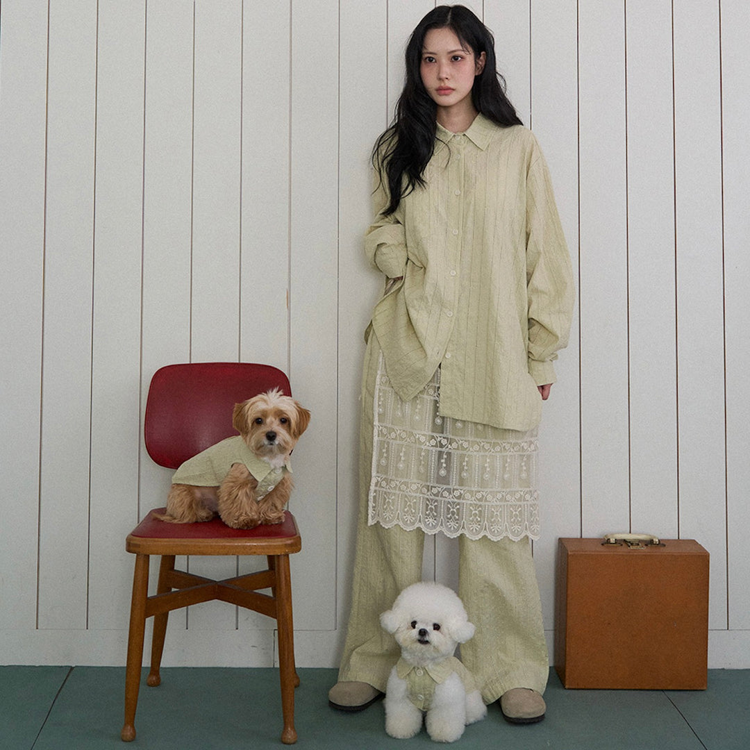 ※予約販売【noutti】Aile Eyelet Shirt（Sage Green）