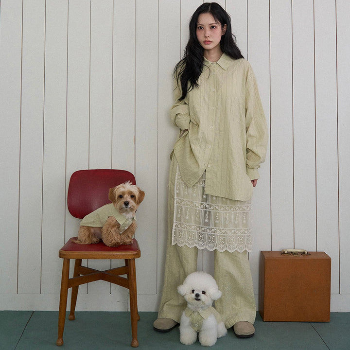 ※予約販売【noutti】Aile Eyelet Shirt（Sage Green）