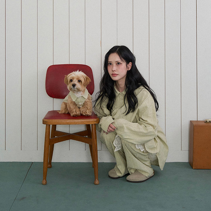 ※予約販売【noutti】Aile Eyelet Shirt（Sage Green）