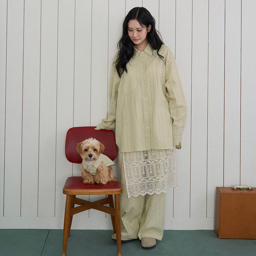 ※予約販売【noutti】Aile Eyelet Shirt（Sage Green）