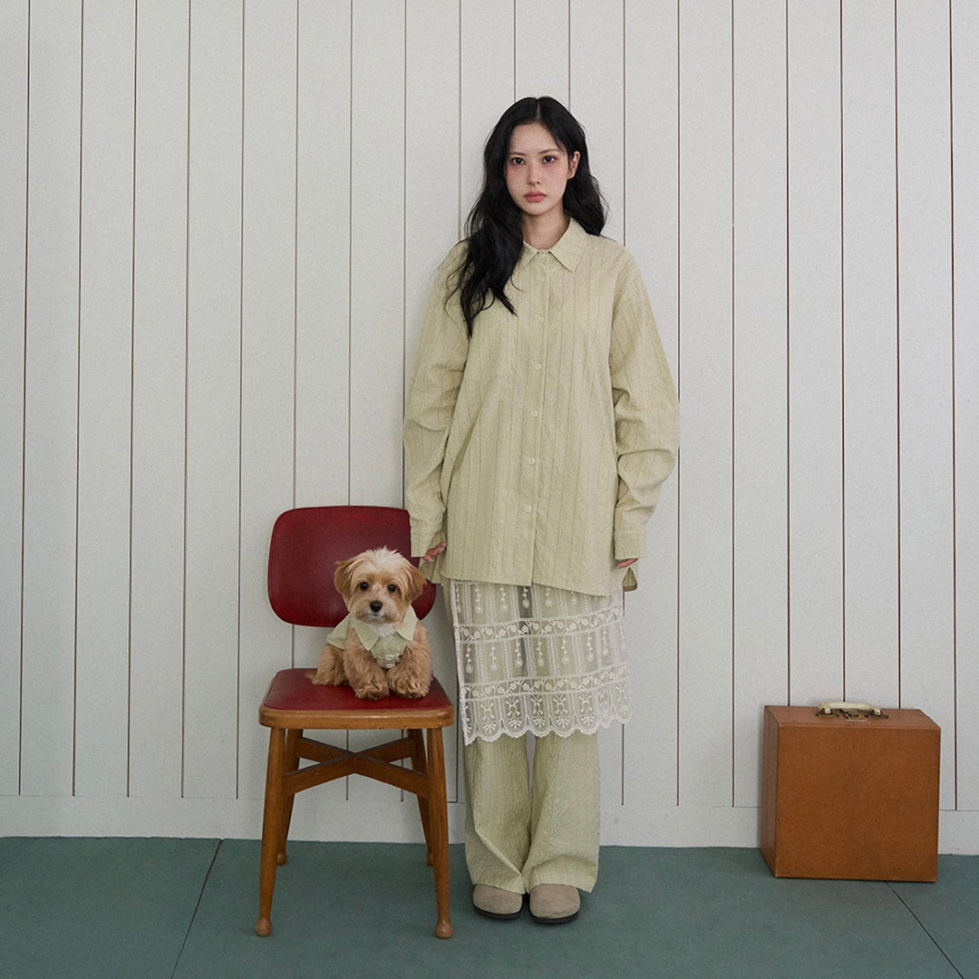 ※予約販売【noutti】Aile Eyelet Shirt（Sage Green）