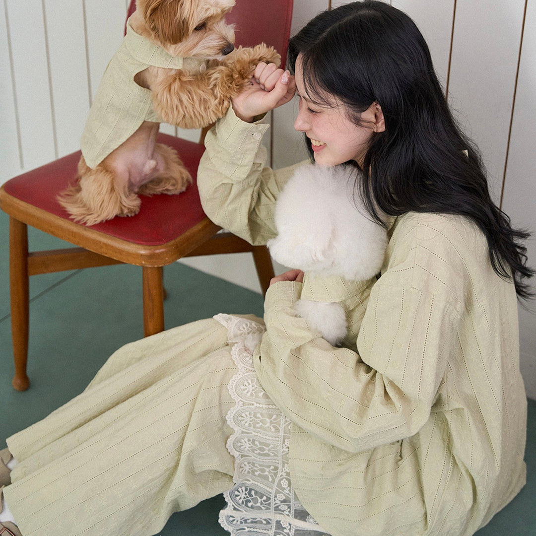 ※予約販売【noutti】Aile Eyelet Shirt（Sage Green）