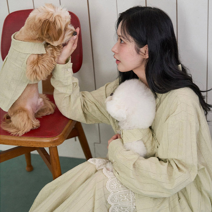 ※予約販売【noutti】Aile Eyelet Shirt（Sage Green）