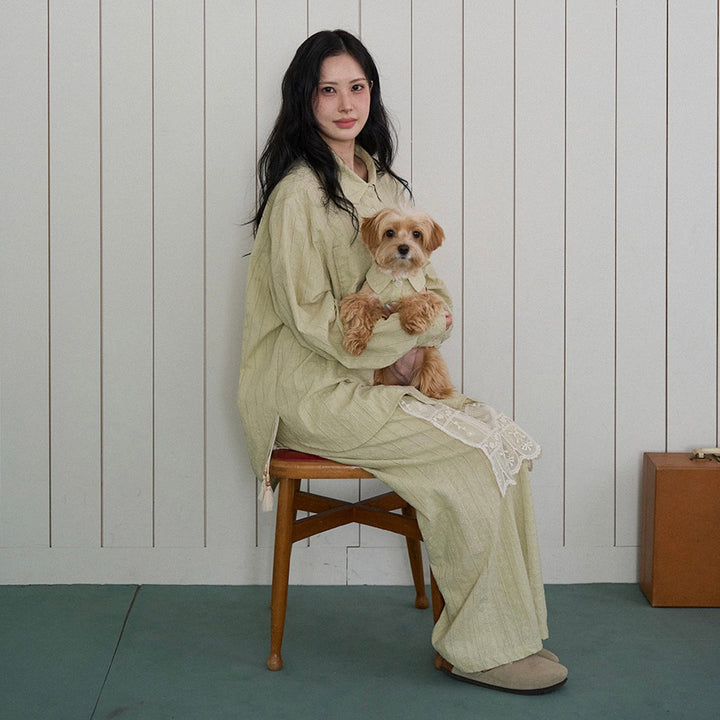 ※予約販売【noutti】Aile Eyelet Shirt（Sage Green）