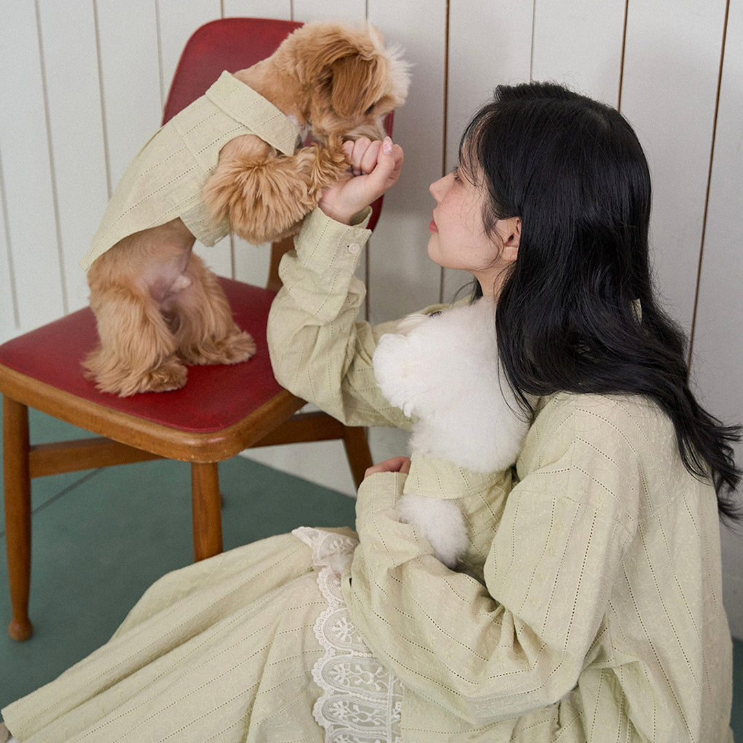 ※予約販売【noutti】Aile Eyelet Shirt（Sage Green）