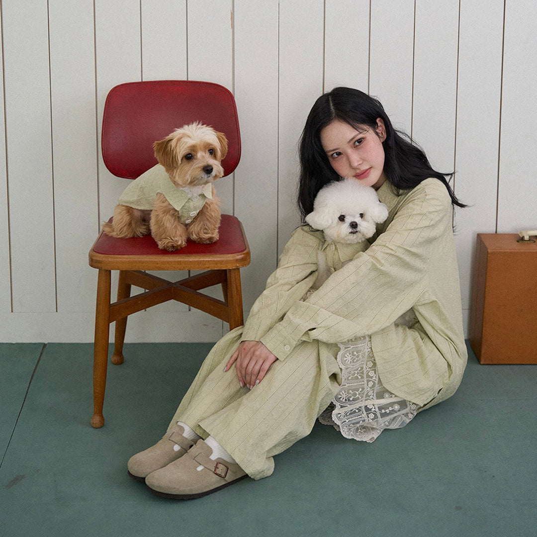 ※予約販売【noutti】Aile Eyelet Shirt（Sage Green）