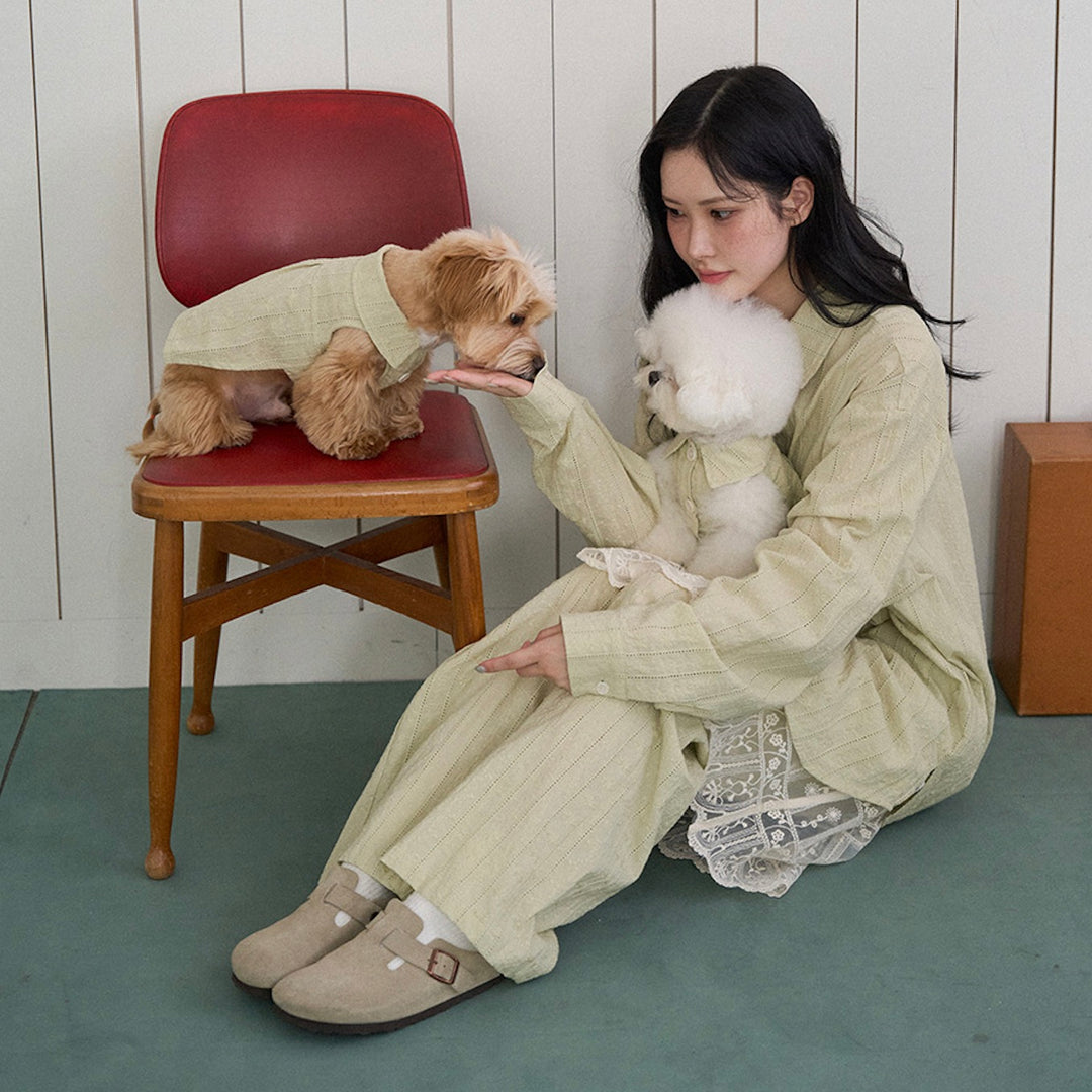 ※予約販売【noutti】Aile Eyelet Shirt（Sage Green）