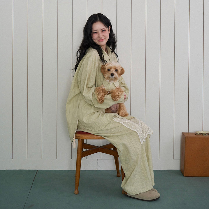 ※予約販売【noutti】Aile Eyelet Sleeveless Shirt（Sage Green）