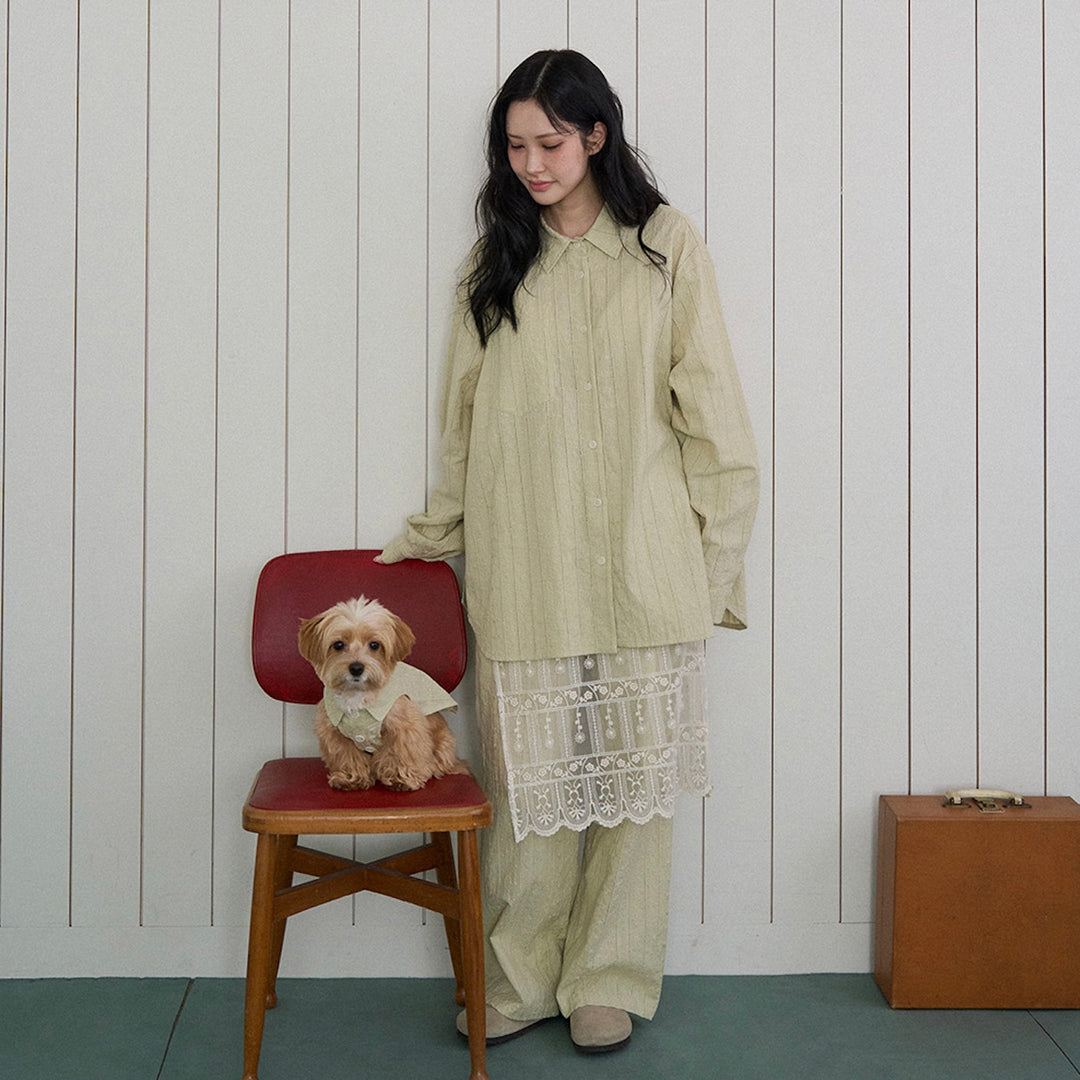※予約販売【noutti】Aile Eyelet Sleeveless Shirt（Sage Green）