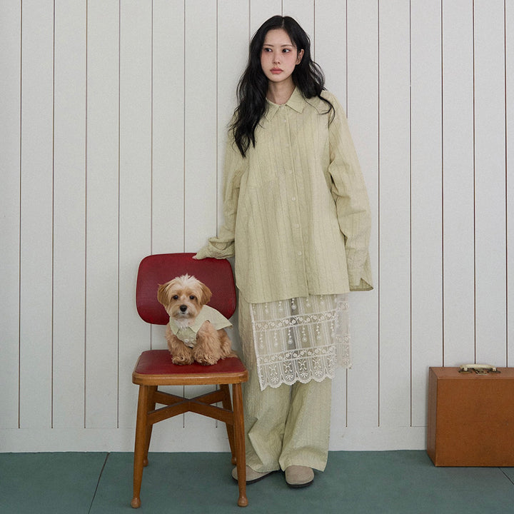 ※予約販売【noutti】Aile Eyelet Sleeveless Shirt（Sage Green）