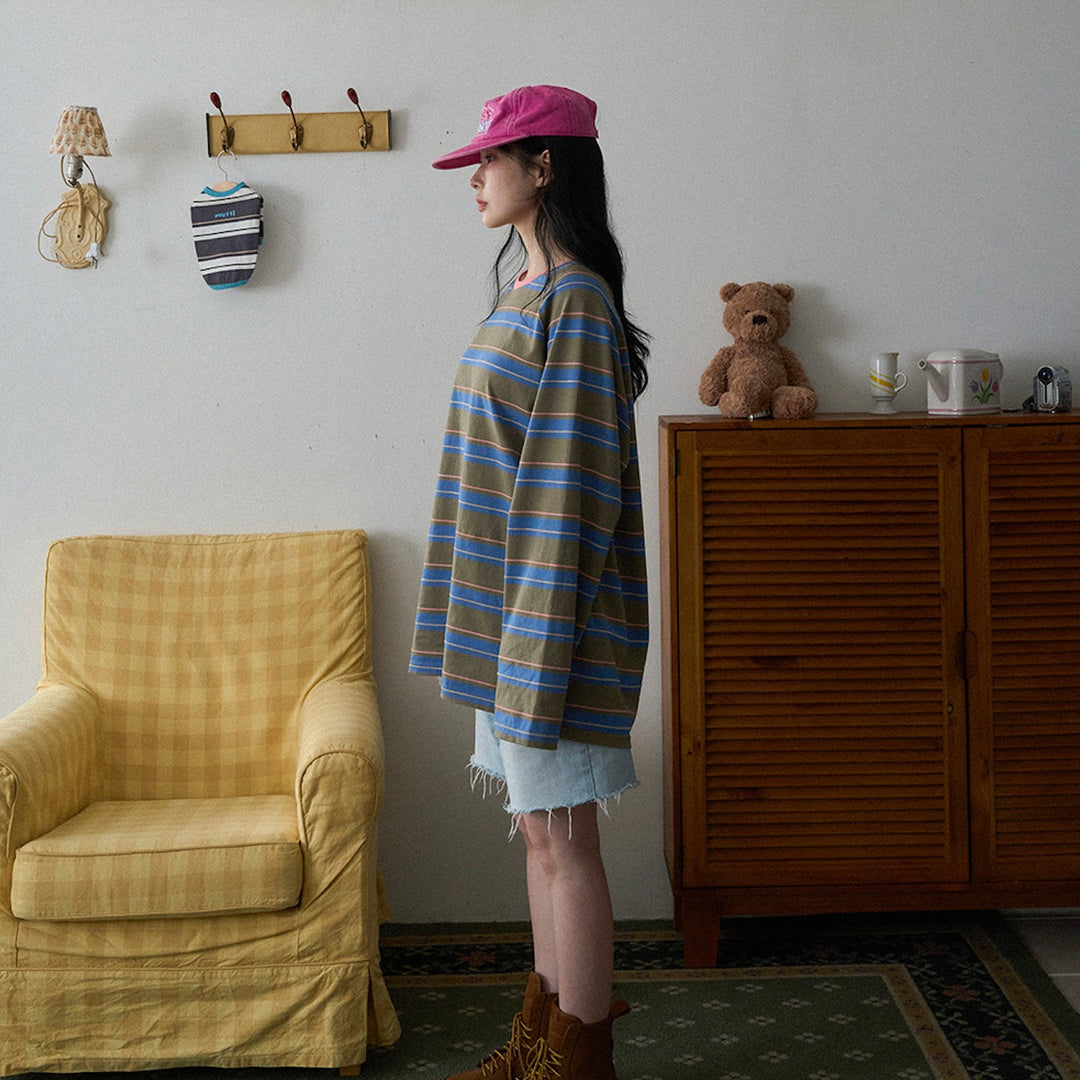 即納【noutti】Momo Stripe T-shirt - for human（Vintage Khaki）