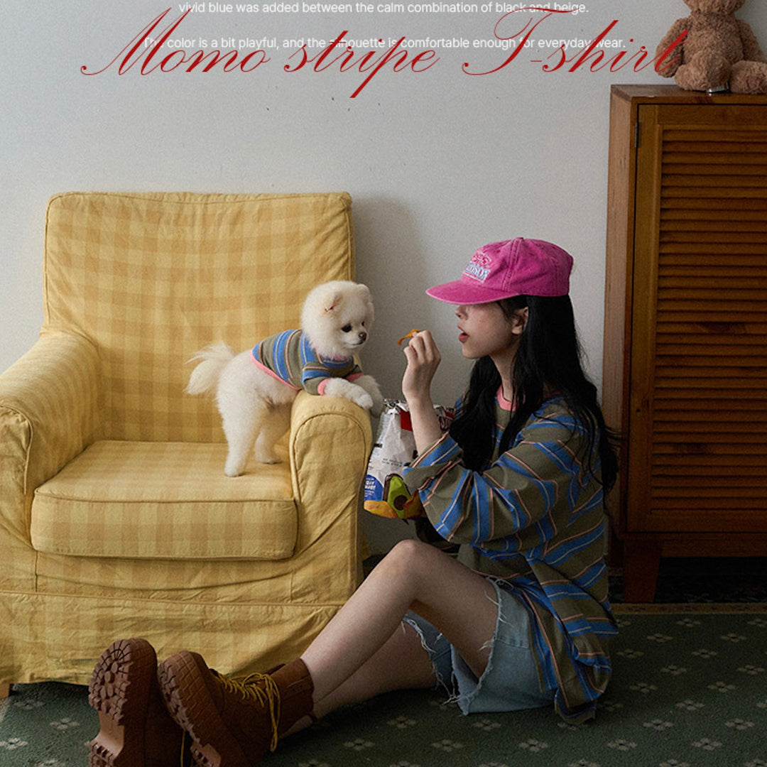 即納【noutti】Momo Stripe T-shirt - for human（Vintage Khaki）