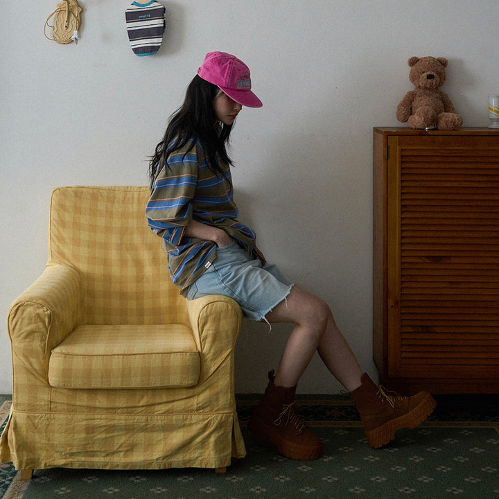 即納【noutti】Momo Stripe T-shirt - for human（Vintage Khaki）