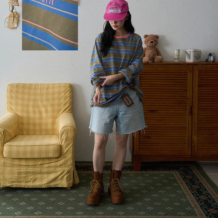 即納【noutti】Momo Stripe T-shirt - for human（Vintage Khaki）