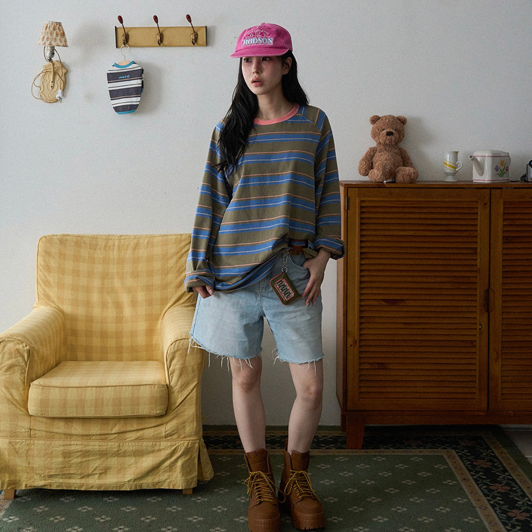 即納【noutti】Momo Stripe T-shirt - for human（Vintage Khaki）