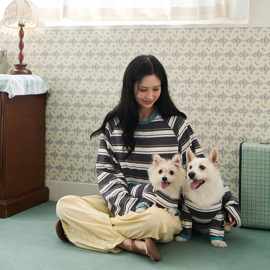 ※予約販売【noutti】Momo Stripe T-shirt - for human（Dark Gray）