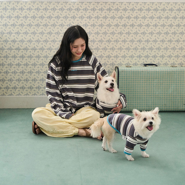 ※予約販売【noutti】Momo Stripe T-shirt - for human（Dark Gray）