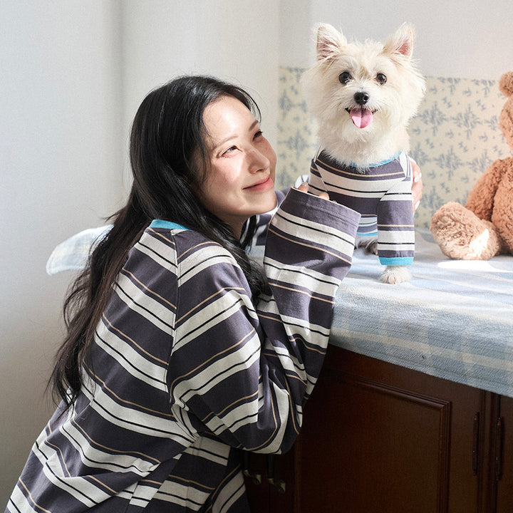 ※予約販売【noutti】Momo Stripe T-shirt - for human（Dark Gray）