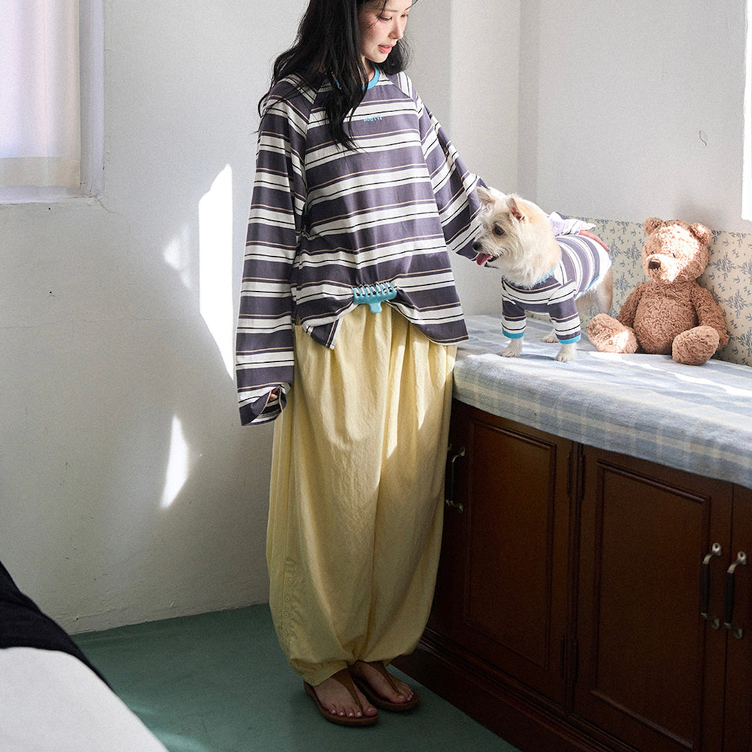 ※予約販売【noutti】Momo Stripe T-shirt - for human（Dark Gray）