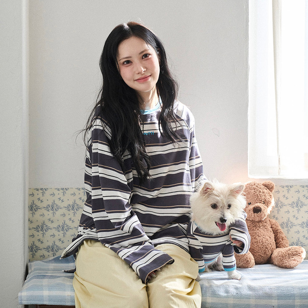 ※予約販売【noutti】Momo Stripe T-shirt（Dark Gray）
