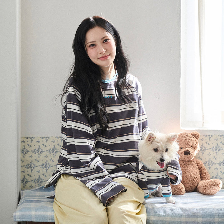※予約販売【noutti】Momo Stripe T-shirt（Dark Gray）