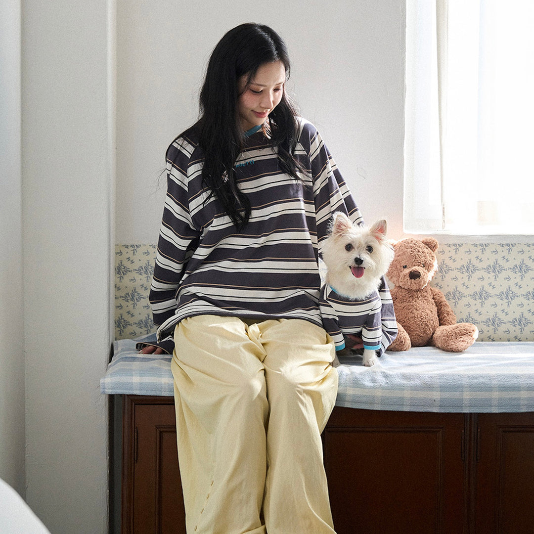 ※予約販売【noutti】Momo Stripe T-shirt（Dark Gray）