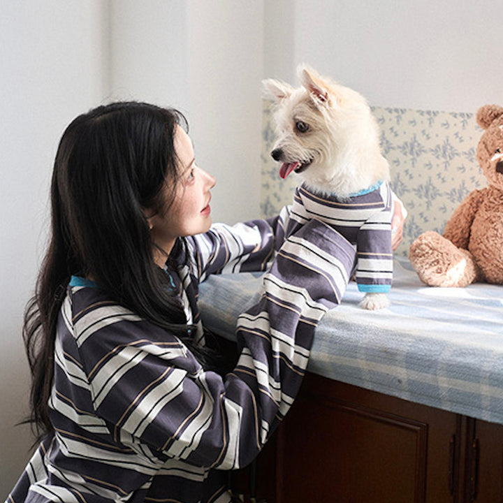 ※予約販売【noutti】Momo Stripe T-shirt（Dark Gray）
