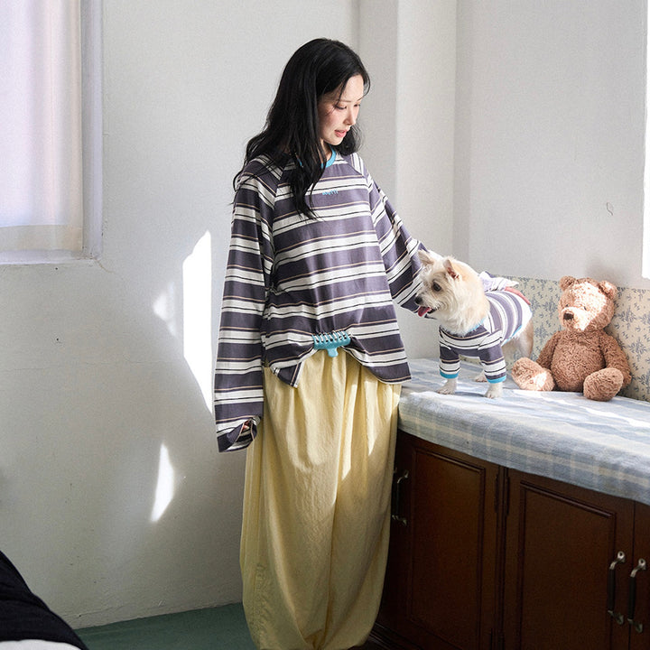 ※予約販売【noutti】Momo Stripe T-shirt（Dark Gray）
