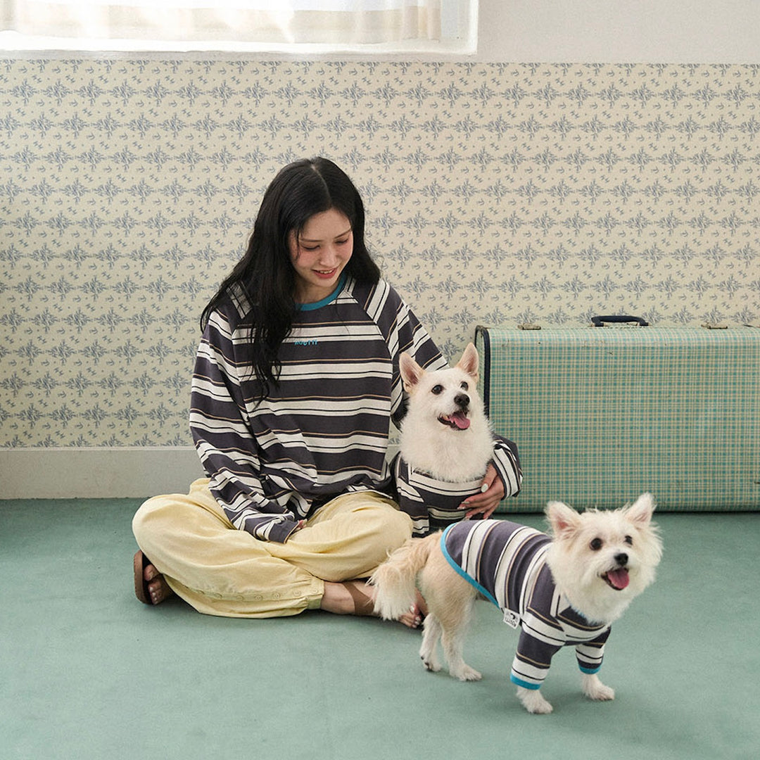 ※予約販売【noutti】Momo Stripe T-shirt（Dark Gray）