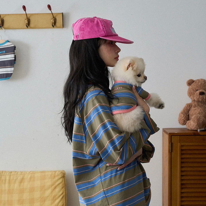 ※予約販売【noutti】Momo Stripe T-shirt（Vintage Khaki）