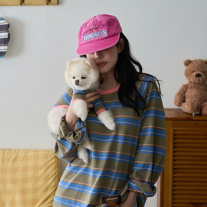 ※予約販売【noutti】Momo Stripe T-shirt（Vintage Khaki）