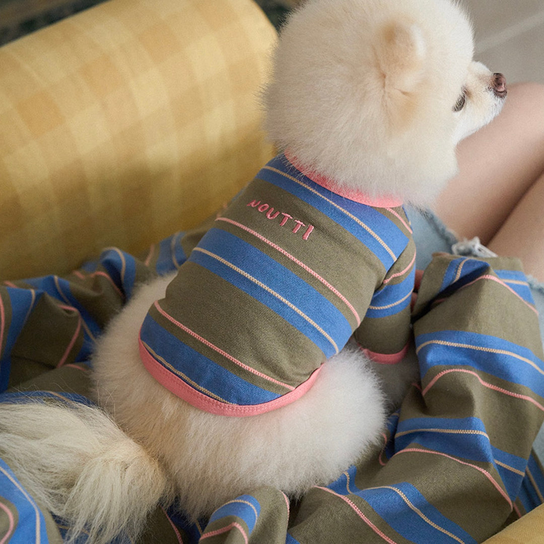 ※予約販売【noutti】Momo Stripe T-shirt（Vintage Khaki）