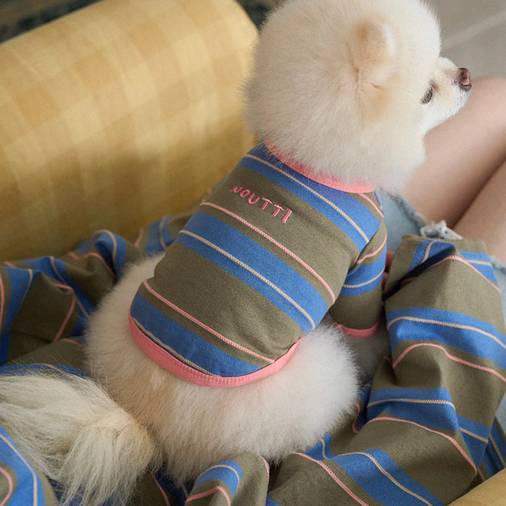 ※予約販売【noutti】Momo Stripe T-shirt（Vintage Khaki）