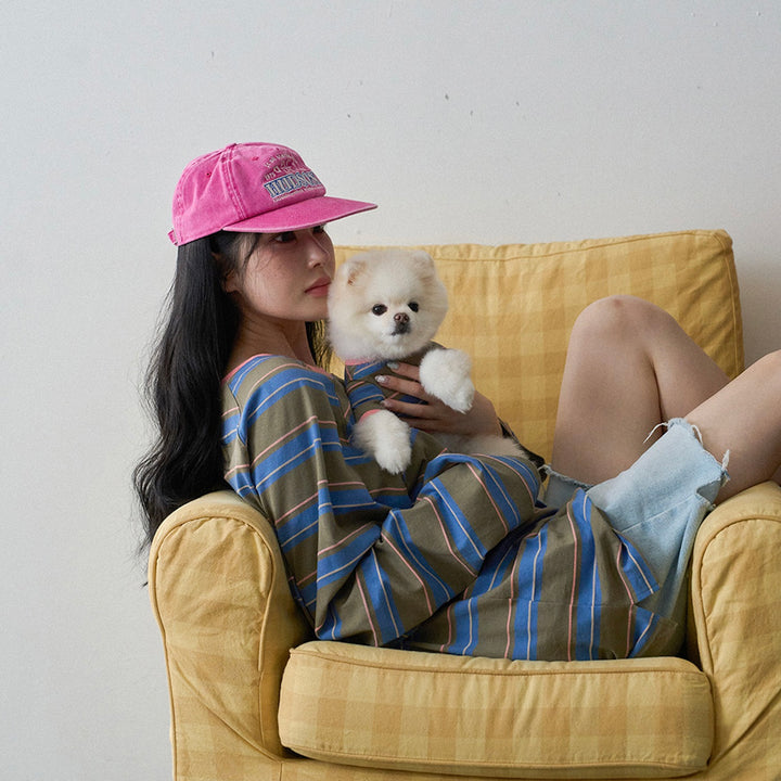 ※予約販売【noutti】Momo Stripe T-shirt（Vintage Khaki）