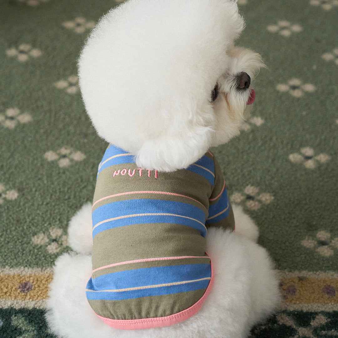 ※予約販売【noutti】Momo Stripe T-shirt（Vintage Khaki）