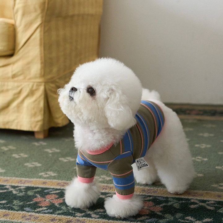 ※予約販売【noutti】Momo Stripe T-shirt（Vintage Khaki）