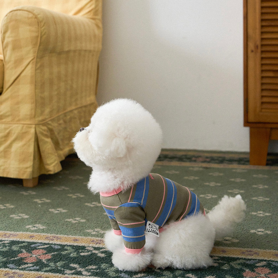 ※予約販売【noutti】Momo Stripe T-shirt（Vintage Khaki）